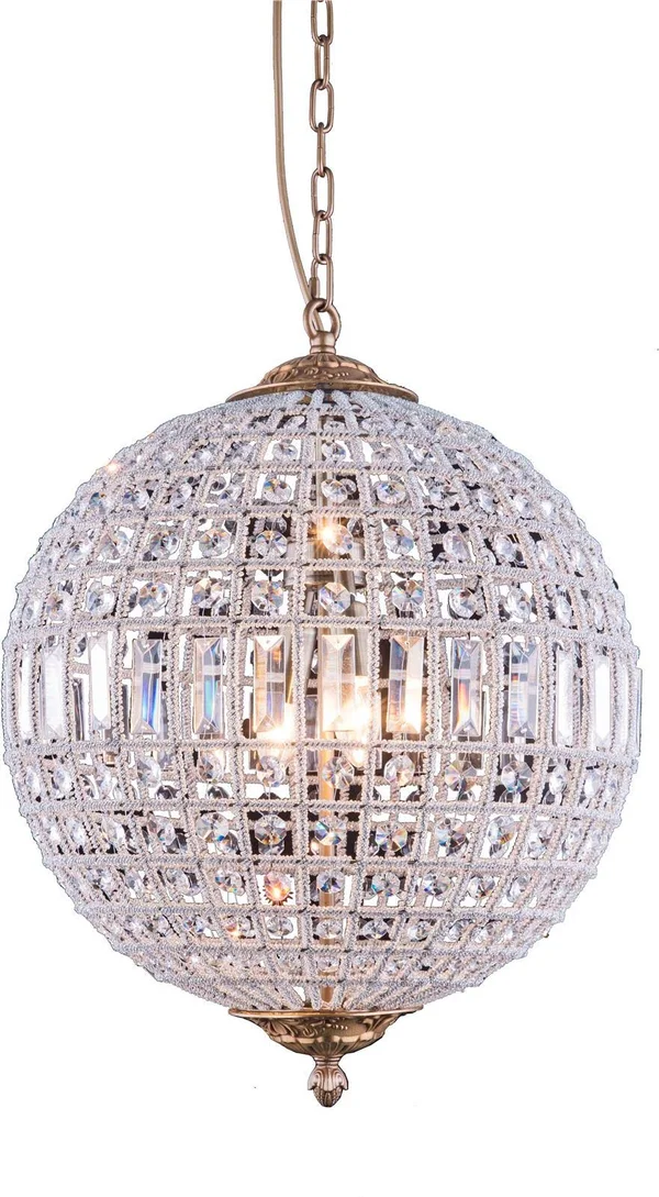 Olivia Pendant 3-Light French Gold Clear Crystal Metal Rim Royal Cut Glass EL-3284