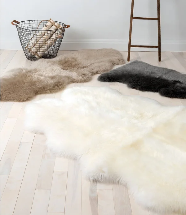 Ugg Sheepskin Area Throw Rug - Grey