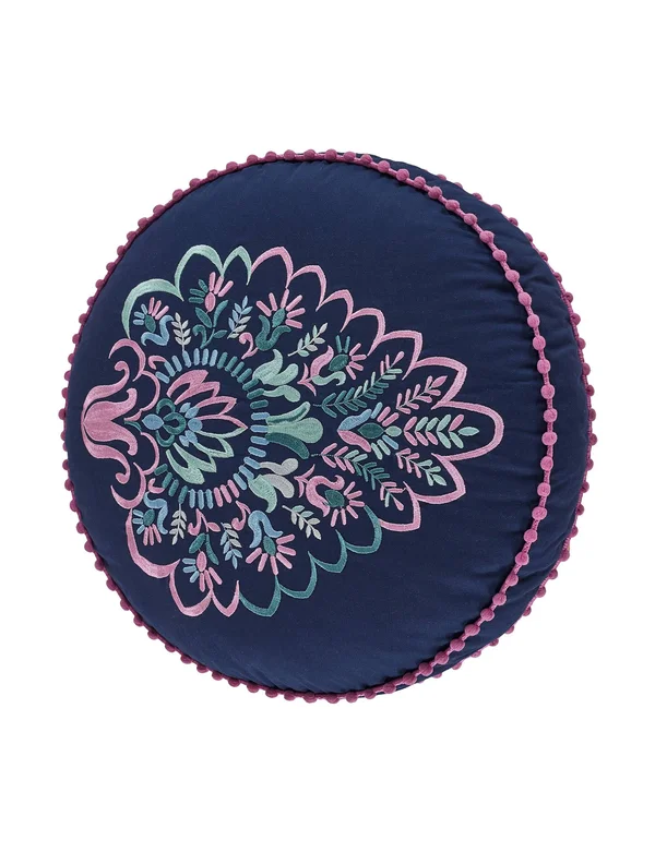 Queen Street Kinsley Round Throw Pillow, Blue