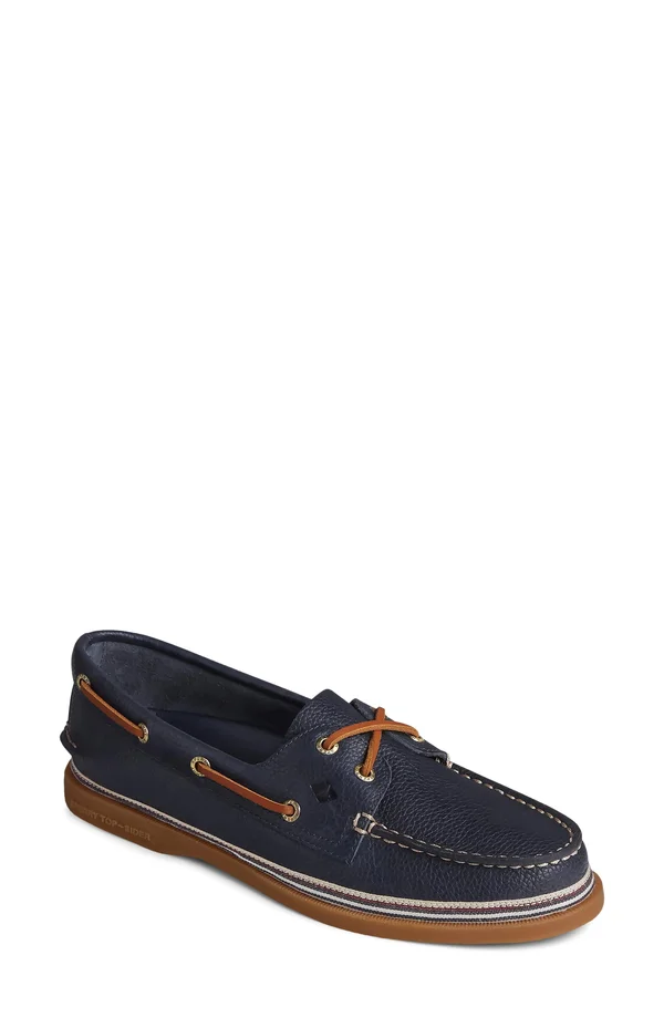 Women's Sperry Authentic Original Tumbled Leather Boat Shoe Navy, Size 5.5M