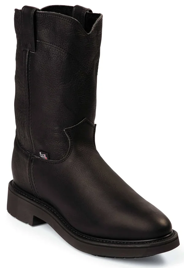 Justin Men's Conductor Black Pull on Work Boots - 4763 - Size 10.0