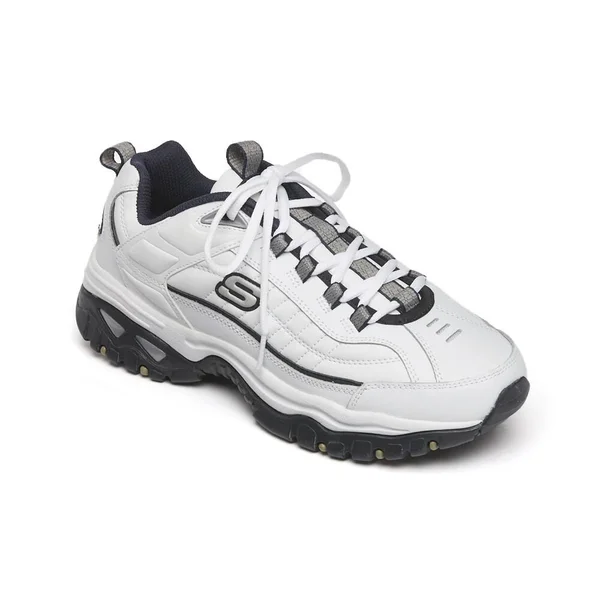 Skechers Men's Energy Afterburn Sneaker, White/Navy Blue, 11.5 M US, Size: Medium