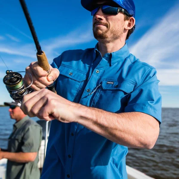 Sportsman Spooler Short Sleeve Fishing Shirt Aqua, Medium