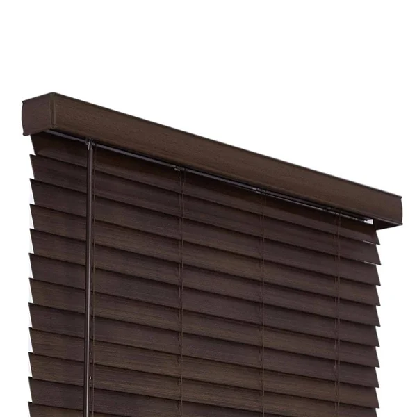 Allen + Roth 2-in Slat Width 28.75-in x 72-in Cordless Brown Faux Wood Room Darkening Horizontal Blinds - DFWDC3072-28.75
