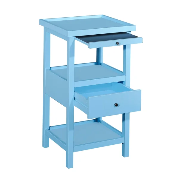 Powell Palmer Ocean Blue Wood Accent Table with Shelf (Blue)
