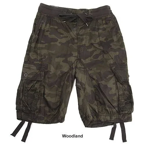 Southpole Mens Jogger Shorts with Cargo Pockets - Grey/Black, M