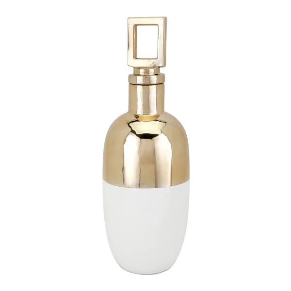 Imax Alula Large Vase with Stopper - White