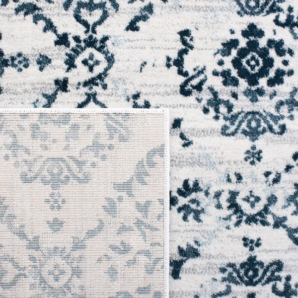 Martha Stewart by Safavieh Janitza Vintage Rug - 6&7x22 x 6&7x22 Square - Denim Blue/Ivory