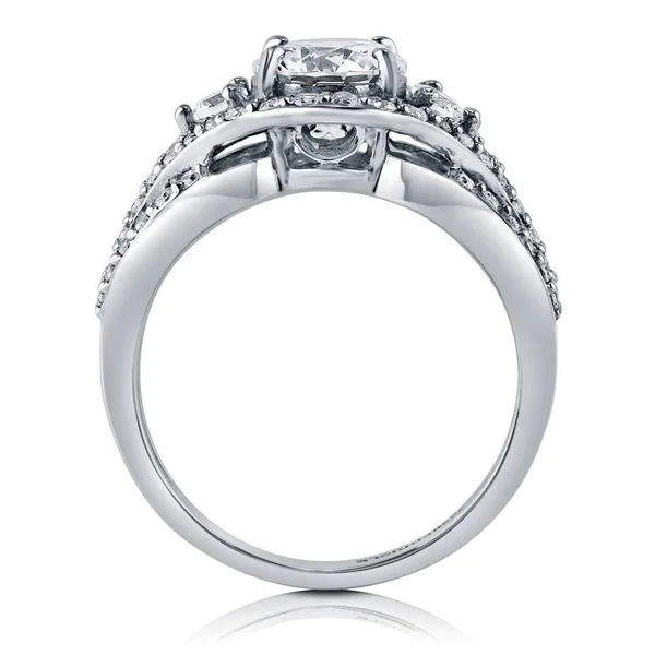 BERRICLE Sterling Silver Round Cubic Zirconia CZ 3-Stone Anniversary Wedding Engagement Ring 2.1 CTW Size 4 - Holiday Gift