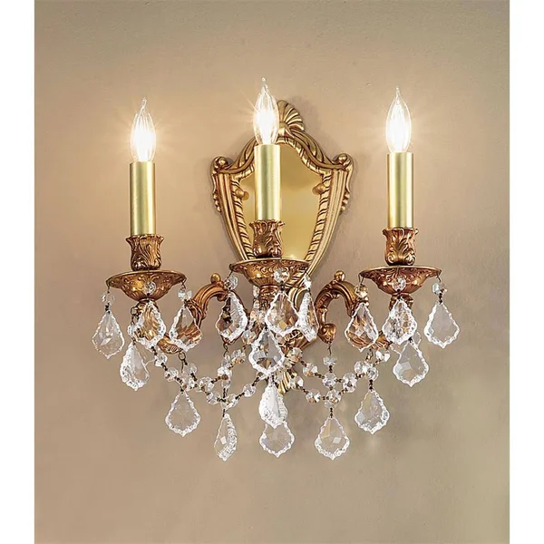 Classic Lighting 57383 FG CBK Chateau Imperial Wall Sconce in French Gold with Crystalique Black