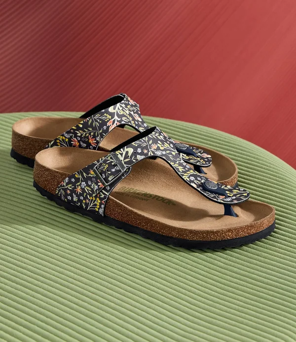 Birkenstock Women's Gizeh Vegan - Watercolor Flower Navy Birko-Flor