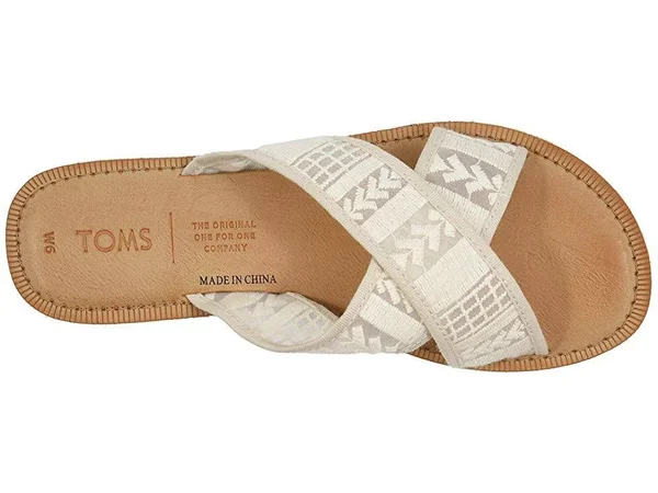 Toms Women's Viv Sandals Natural Arrow Embroidered Mesh 7