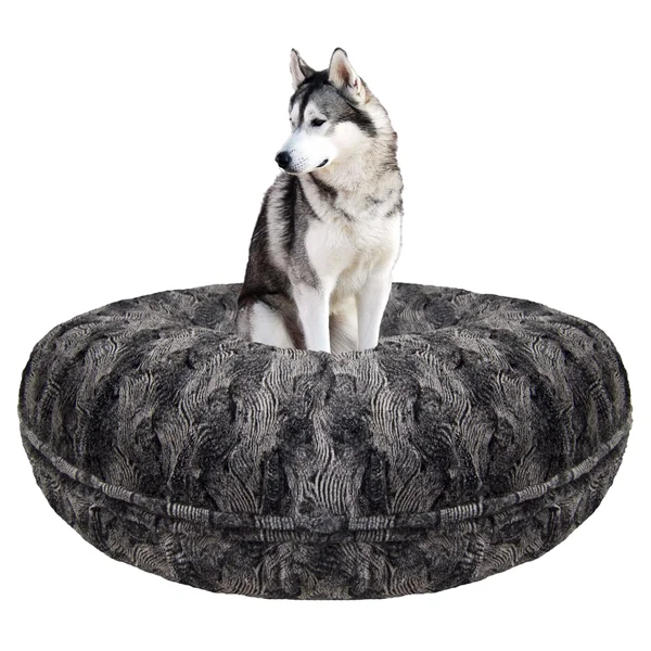 Bessie and Barnie Signature Arctic Seal Luxury Extra Plush Faux Fur Bagel Pet - Dog Bed - XL - 50x22