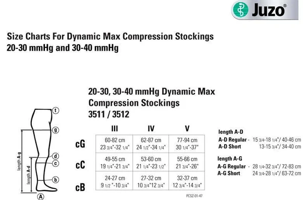 Juzo 3511MXAGSB 20-30 mmHg Dynamic Thigh High Max w/ Silicone-OT-V-BGE