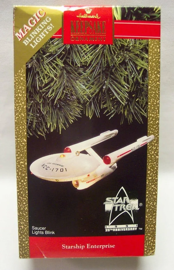 Hallmark Star Trek Starship Enterprise Ornament 1991 Blinking Lights