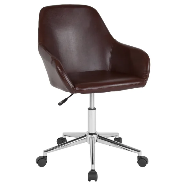 FlashFurniture Cortana Home and Office Leather Mid-Back Chair - Brown