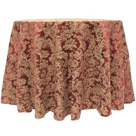 Ultimate Textile Miranda 90-Inch Round Damask Tablecloth - Red