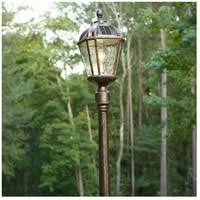 Gama Sonic Royal Bulb Solar Lamp Post with GS Solar Light Bulb Single Lamp Brushed Bronze