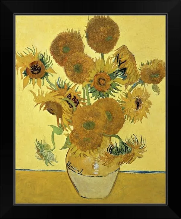 Sunflowers - 1888, Black Framed Wall Art, 16x20, Great Big Canvas