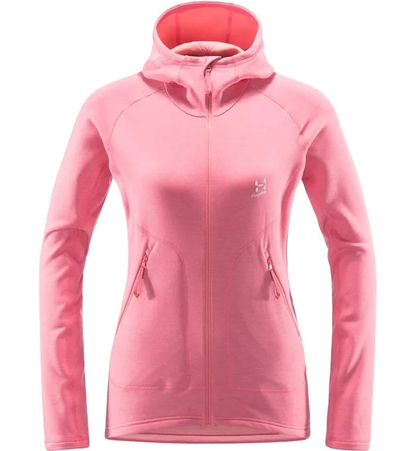 Haglofs Heron Hood pink - Womens Fleece Jacket, Size - Color Tulip Pink