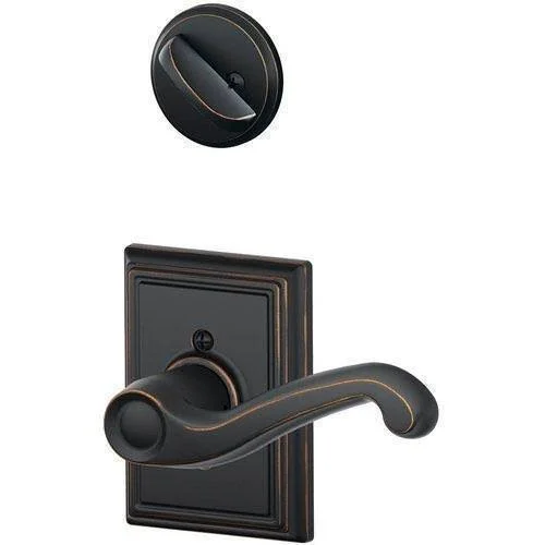 Schlage F59 Flair with Addison Rose Left Hand Interior Active Trim Aged Bronze Finish