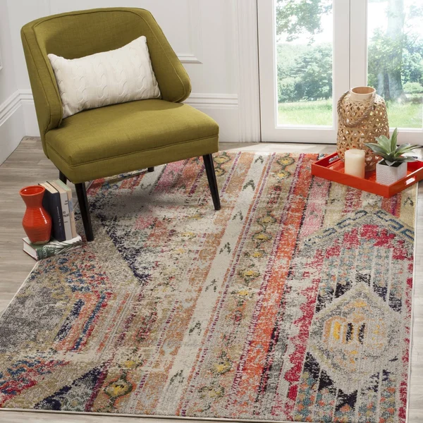 Safavieh Monaco Lumturije Distressed Boho Rug - Light Grey/Multi - 6&7x22 x 9&2x22