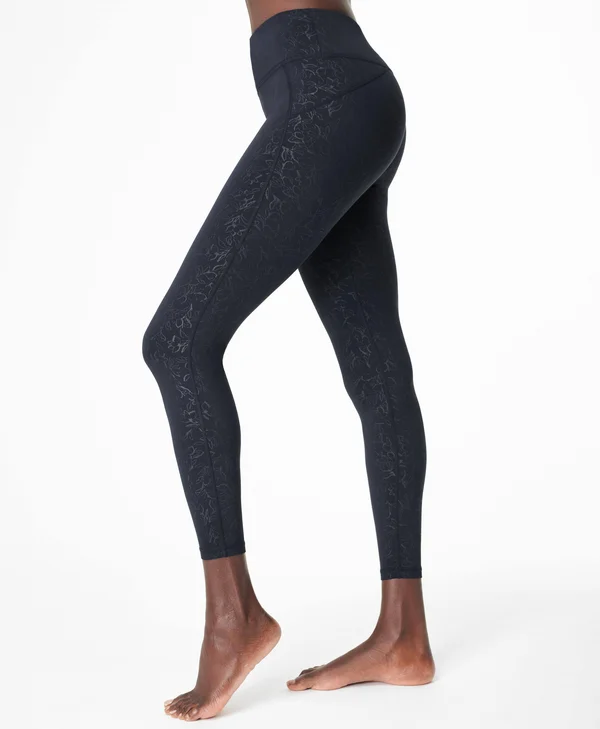 Sweaty Betty All Day Emboss 7/8 Workout Leggings, Blue, Women's Xxs