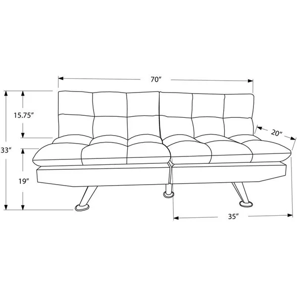 Pemberly Row Split Back Click Clack Futon in Black Micro-Suede