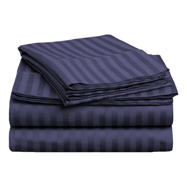 Superior 400 Thread Count Deep Pocket Stripe Cotton Sateen Sheet Set, Full/White
