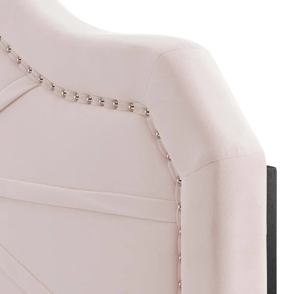 Edmond Pink Velvet Upholstered Full/Queen Size Headboard with Nailhead Trim