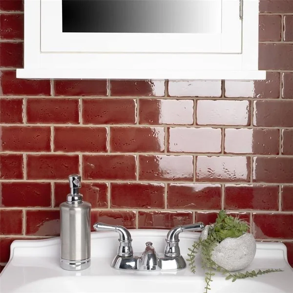 SomerTile 2.5x5.125-inch Nove Burdeos Subway Ceramic Wall Tile (60 tiles/6.16 sqft.)