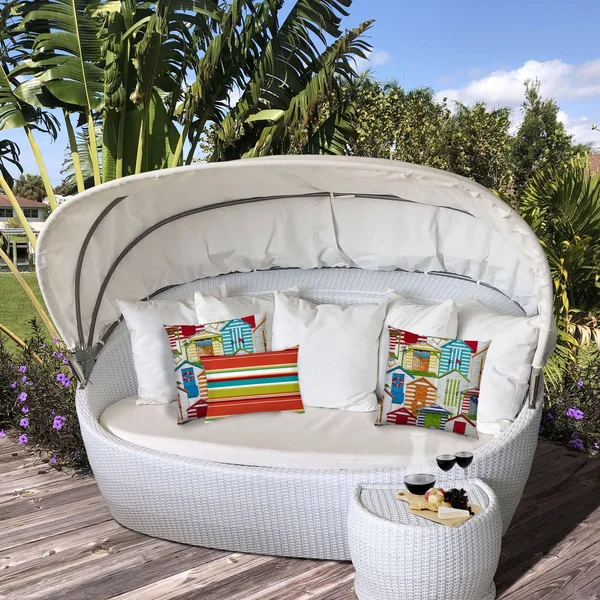 Joita Tropica Punh Polyester Outdoor Zippered Pillow Covers in Orange (Set of 3)