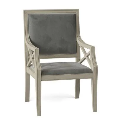 Gramercy Upholstered King Louis Back Arm Chair Fairfield Chair Body Fabric: 9953 Pewter - Frame Color: Montego Bay