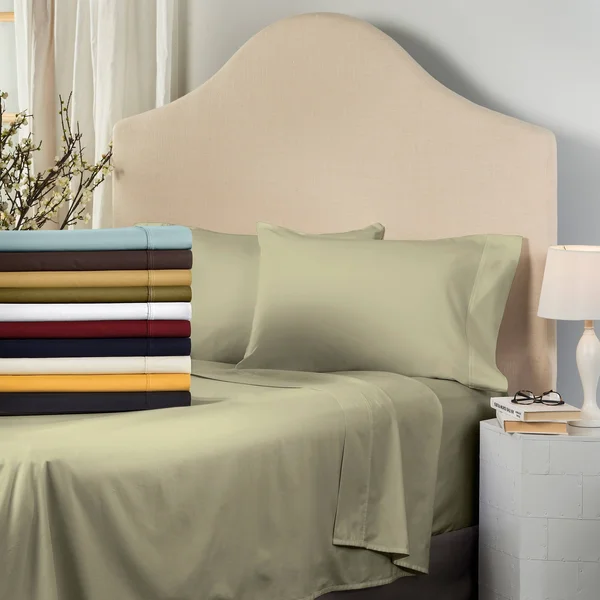 Superior 530 Thread Count Egyptian Cotton Twin XL Burgundy Solid Sheet Set