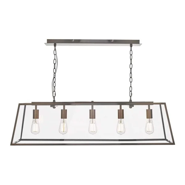 Dar Academy 5 Light Bar Pendant Antique Copper Kitchen Island Light