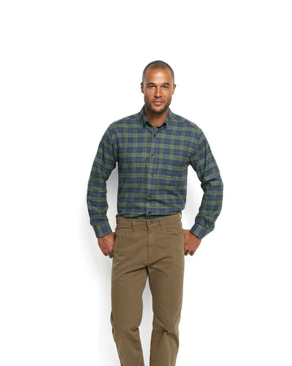 Men's Lodge Flannel Long-Sleeved Shirt Regular - Blue/Green, Size Large, Orvis