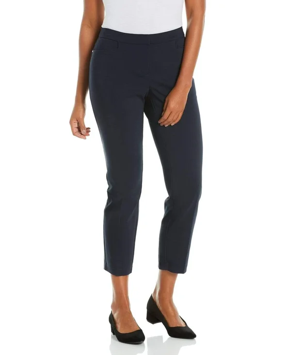 Rafaella Navy Satin Twill Ankle Pants