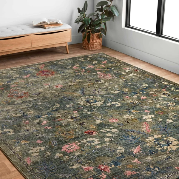 Alexander Home Jewel Boho Distressed Vintage Area Rug - 5& x 7&-10x22 - Denim - Multi