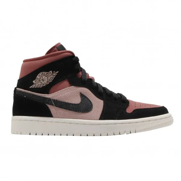 Jordan AJ 1 Mid - Womens Casual Basketball - Particle Beige/Black/Canyon Rust, Size 8.0