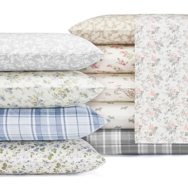 Laura Ashley Cotton Flannel Deep Pocket Bed Sheet Sets - Emelisa - King