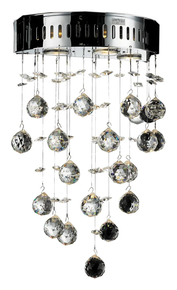 Elegant Lighting Galaxy 3-Light Wall Sconce, Chrome Elegant Cut