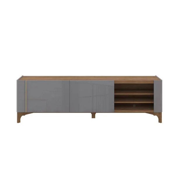 Luxor Watkins 80 in. Gray Particle Board TV Stand Fits TVs Up to 70 in. with Storage Doors - Grey