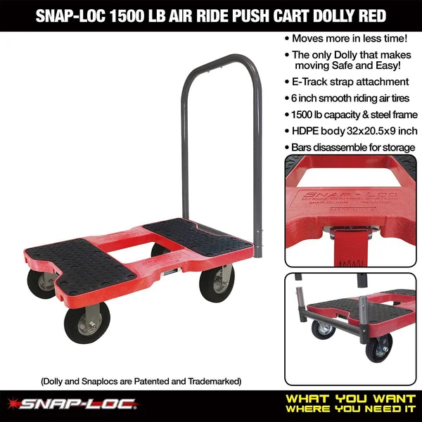 Snap-Loc 1500 lb All-Terrain Professional E-Track Push Cart Dolly Red - 32" x 20