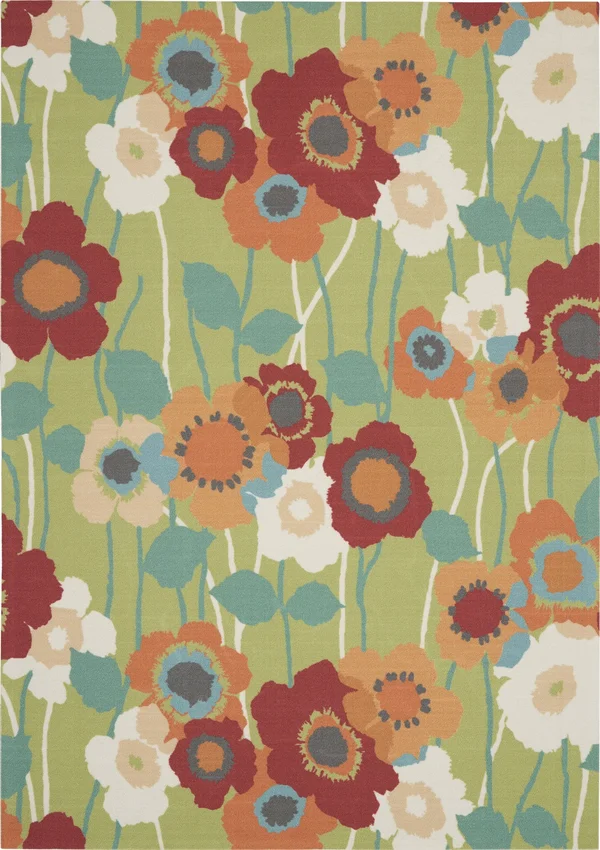 Nourison 5&3x22 x 7&5x22 Waverly Sun & Shade Seaglass Rectangle Area Rug