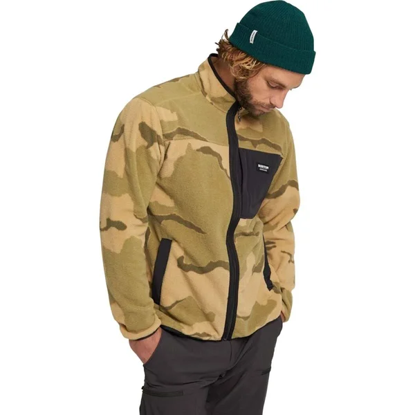 Burton Men's Hearth Full-Zip Fleece - Barren Camo, True Black, S
