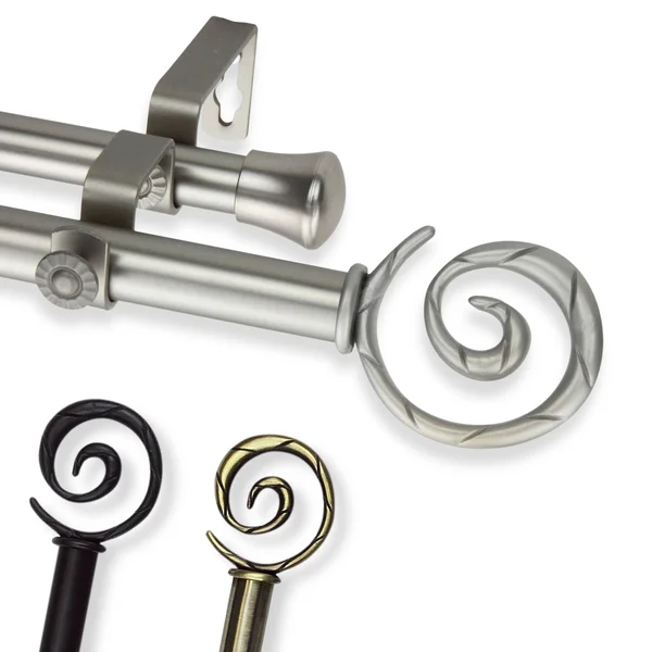 Rod Desyne Spiral Double Curtain Rod, Black