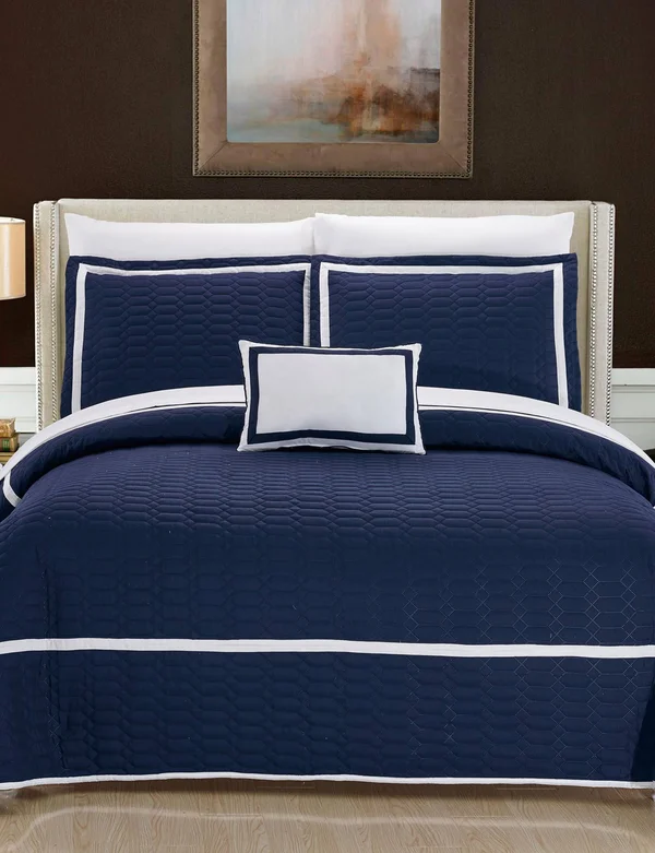 Chic Home Mesa 8 Piece Queen Quilt Set - Navy