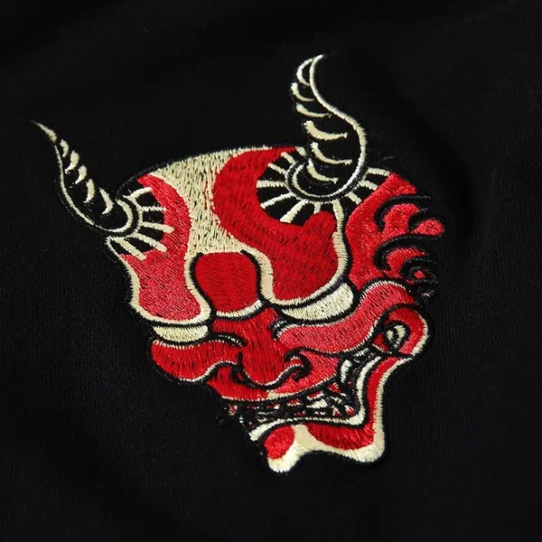 The Oni Embroidered Sukajan Hoodie L, Black