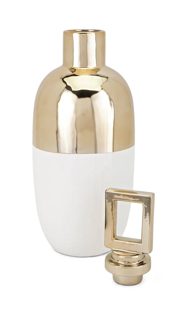 Imax Alula Large Vase with Stopper - White