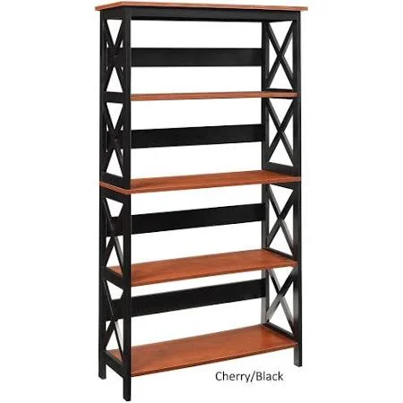 Copper Grove Cranesbill 5-Tier Bookcase with Drawer (Cherry/Black) - Brown